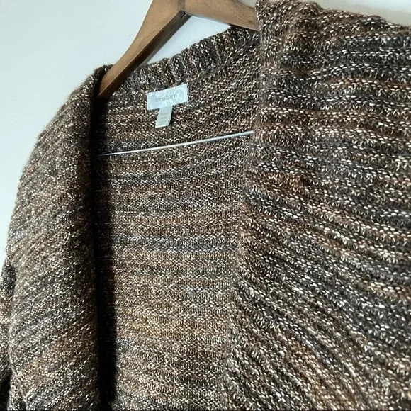 Knit Open Front Cardigan Sweater Drape Collar Size 14/16 Cotton - Picture 5 of 10